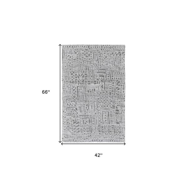 2 ft. x 8 ft. Gray Geometric Area Rug