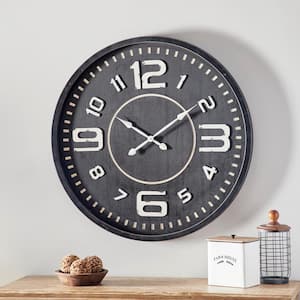 Black Wood Analog Wall Clock