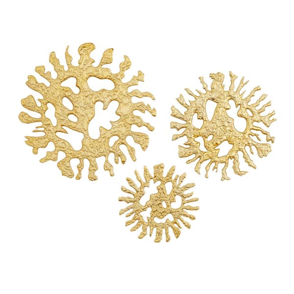 Litton Lane Aluminum Gold Sunburst Wall Decor with Textured Pattern (Set of 3)
