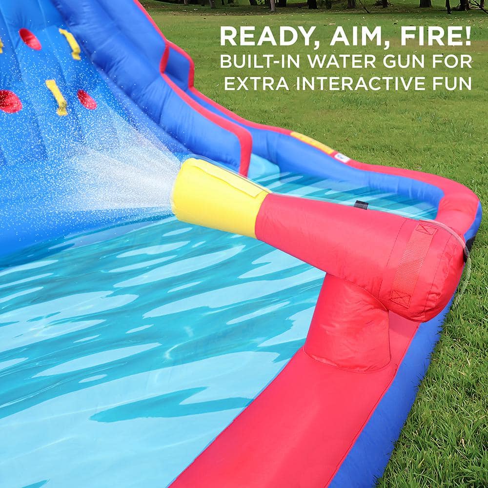 Sunny & Fun Inflatable Dual Slide Water Park with Climbing Wall