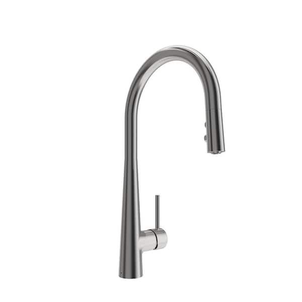 BOCCHI Lugano 2.0 Single Handle Pull Down Sprayer Kitchen Faucet in Stainless Steel