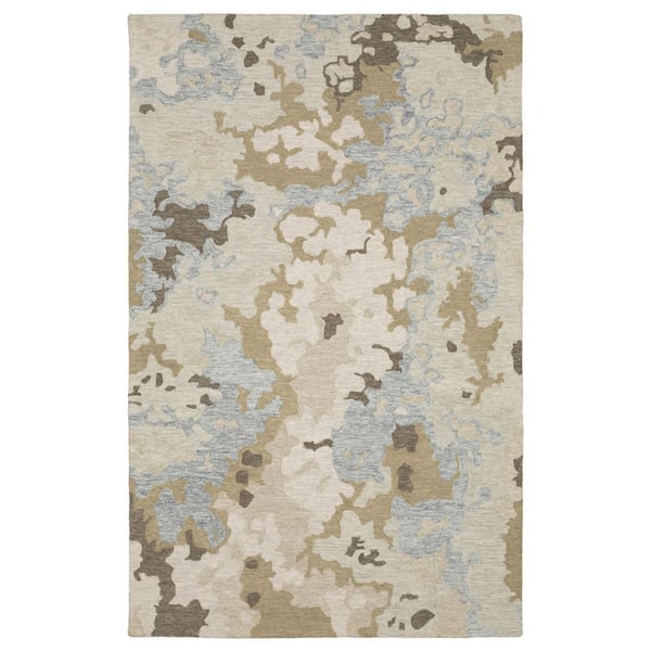 8 ft. x 10 ft. Beige, Blue Abstract Washable Area Rug