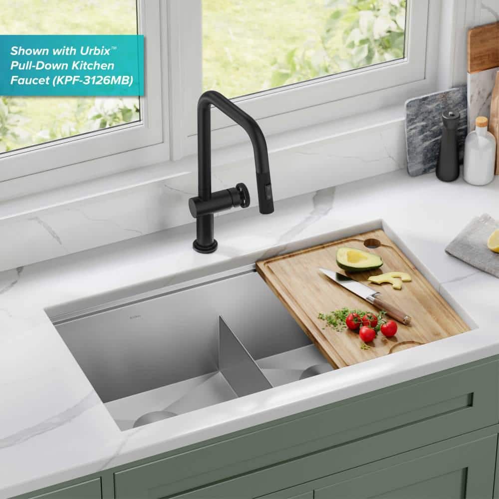Kore 33-Inch Stainless Steel Undermount Double Bowl Kitchen Sink with Accessories