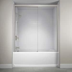 60 in. x 59 in. Semi-Frameless Concealed Sliding Shower Door in Brushed Nickel