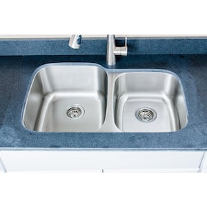 The Craftsmen Series Undermount Stainless Steel 32 in. 60/40 Double Bowl Kitchen Sink