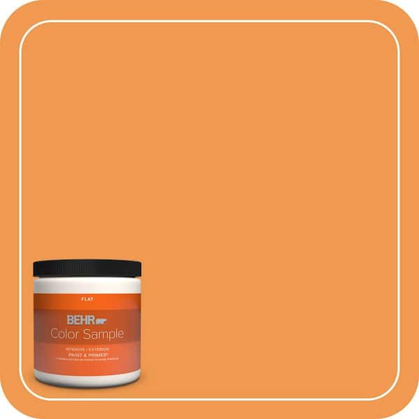 BEHR PREMIUM PLUS 8 oz. #270B-6 Autumn Orange Flat Interior/Exterior Paint & Primer Color Sample