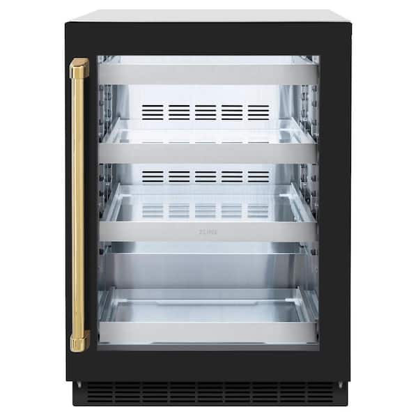 Touchstone 24 in. Single Zone 151 Can Beverage and Wine Cooler with Glass Door in Matte Black and Polished Gold