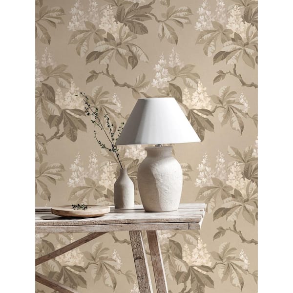 Beige Chestnut Floral Wallpaper