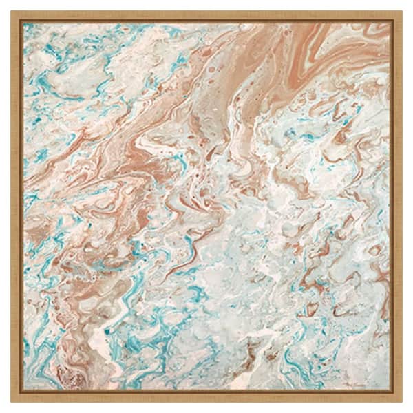 Amanti Art Wild Lagoons Abstract by Marie Elaine Cusson 22 in. W x 22 in. H Canvas Float Frame in Brown