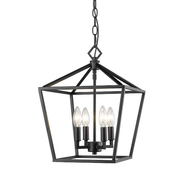 4-Light 12 in. W Matte Black Taper Candle Pendant