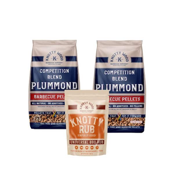 20 lbs. 100% Plummond Plum and Almond Competition Blend Wood Pellets and Knotty Rub (2-Pack)