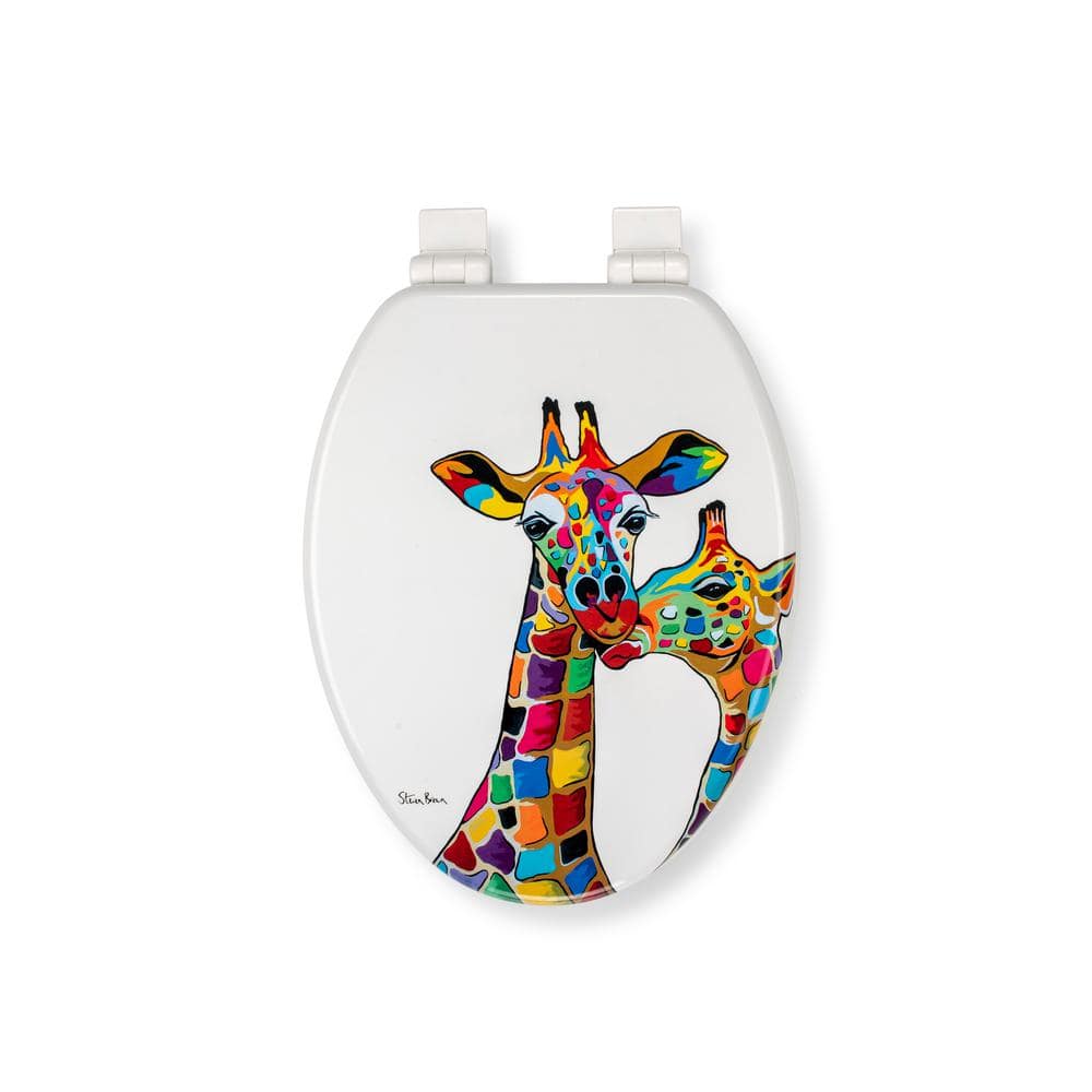 Colorful Giraffes Design Soft Close Elongated Toilet Seat