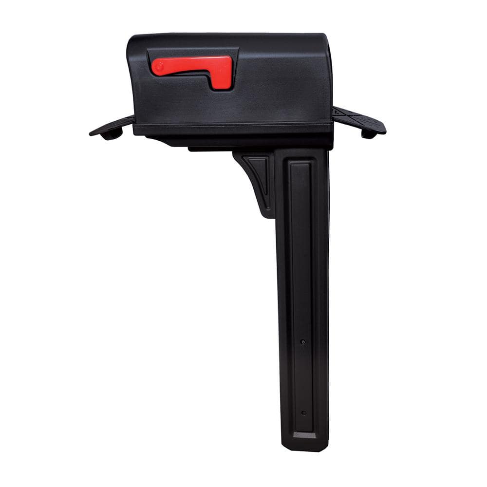 Classic Black Plastic Double Door Post Mount Mailbox