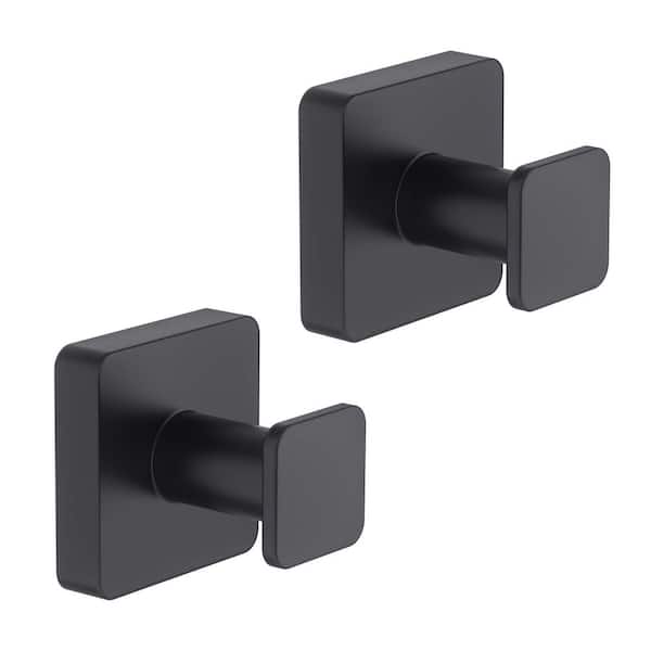 Bathroom Accessories Knob Robe/Towel Hook 2-Pieces in Matte Black