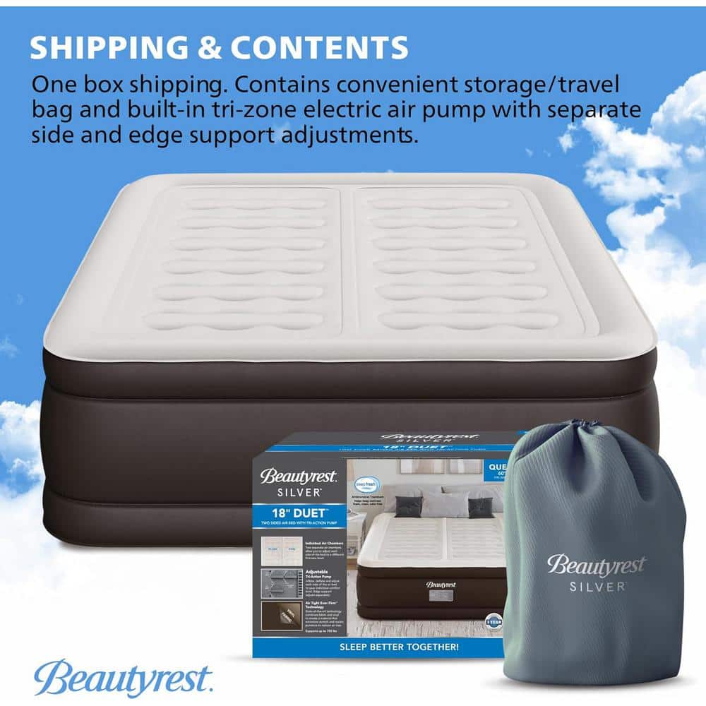 Duet 18" Queen Brown Vinyl Air Mattress with Built-in Pump