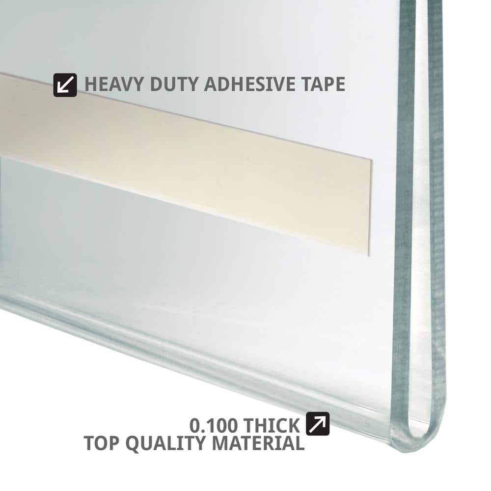 Self-Adhesive Clear Acrylic Wall Sign Holder Frame 5.5" x 2.5" - 10-Pack