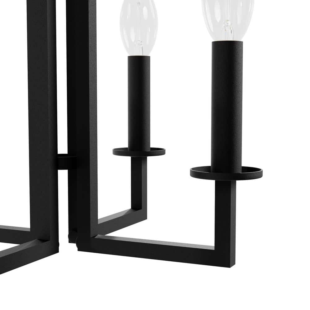 Bearden Mini Black Satin Metal 4-Light Candle Chandelier