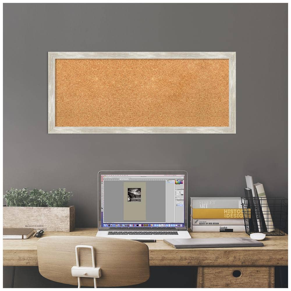 Natural Cork Board with Crackled Metallic Narrow Frame