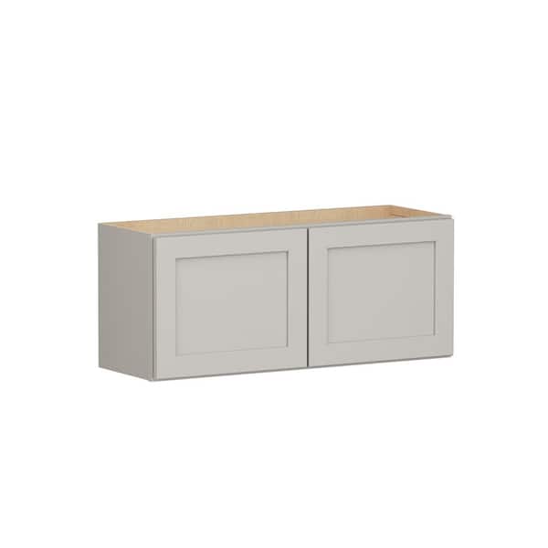 SIMPLY WOODMARK PRO Shaker Full Overlay 36 in. W x 12 in. D x 15 in. H Plywood Assembled Wall Kitchen Cabinet in Stone Gray