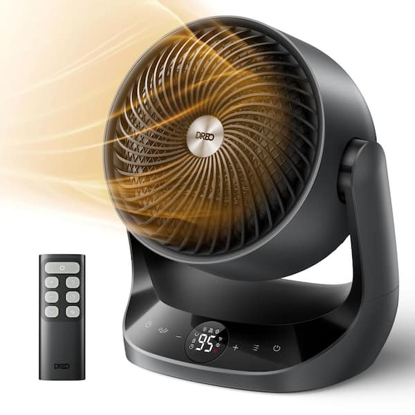 1500-Watt 13 in. Gray Electric Convection Whole Room Ceramic Fan Space Heater w/Tip-Over Protection, Oscil and Timer
