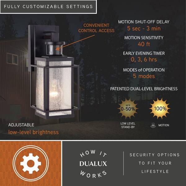 VAXCEL Hyde Park Metal Bronze Motion Sensor Dusk to Dawn Outdoor