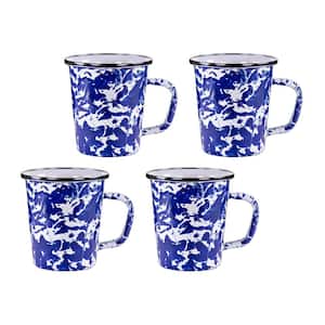 16 oz. Cobalt Swirl Enamelware Latte Mugs (Set of 4)