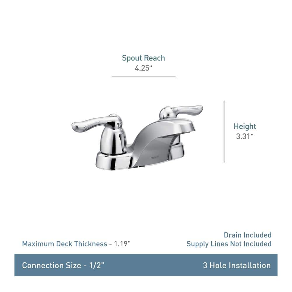Chrome Centerset Bathroom Faucet with Drain Assembly