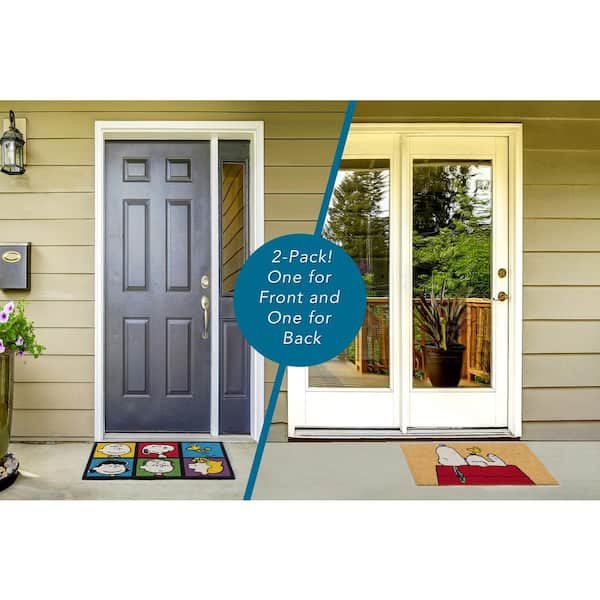 Snoopy Everyday/Friends Patch 20 in. x 34 in. Coir Door Mat (2-Pack)