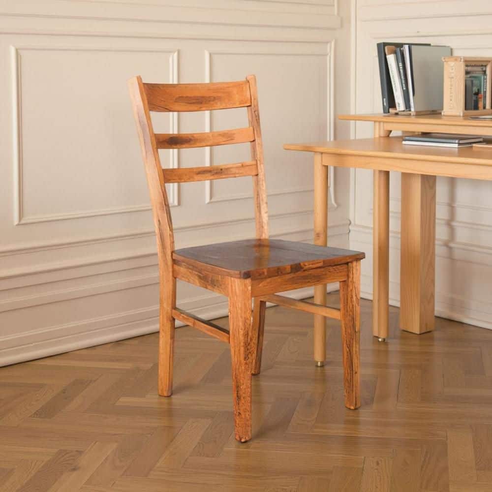 Marv Oak Brown Wood with Ladder back Dining Chair Set of 2 price history on PriceWatchPro