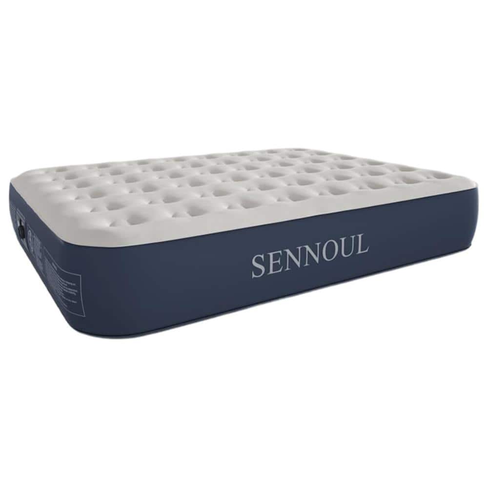 13 in. Gray Queen Air Mattress with Built-in Pump, 2 Mins Quick Self Inflat