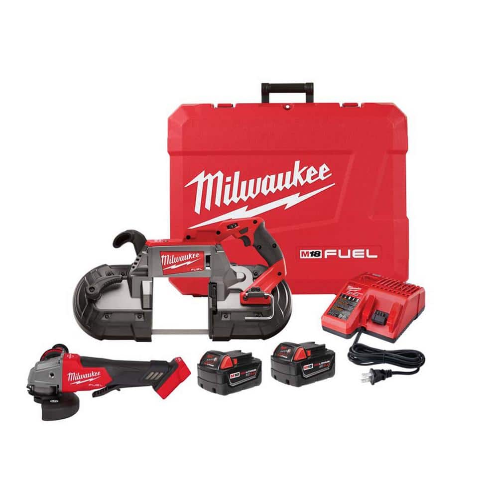 Milwaukee M18 FUEL 18V Lithium-Ion Brushless Cordless Deep Cut Band Saw kit  w/FUEL Angle Grinder 2729-22-2880-20 The Home Depot