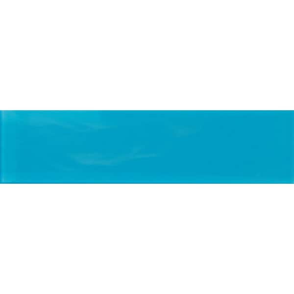 Apollo Tile Laguna Blue 3 in. x 12 in. Polished Glass Mosaic Tile Sample (0.25 sq. ft./Piece)