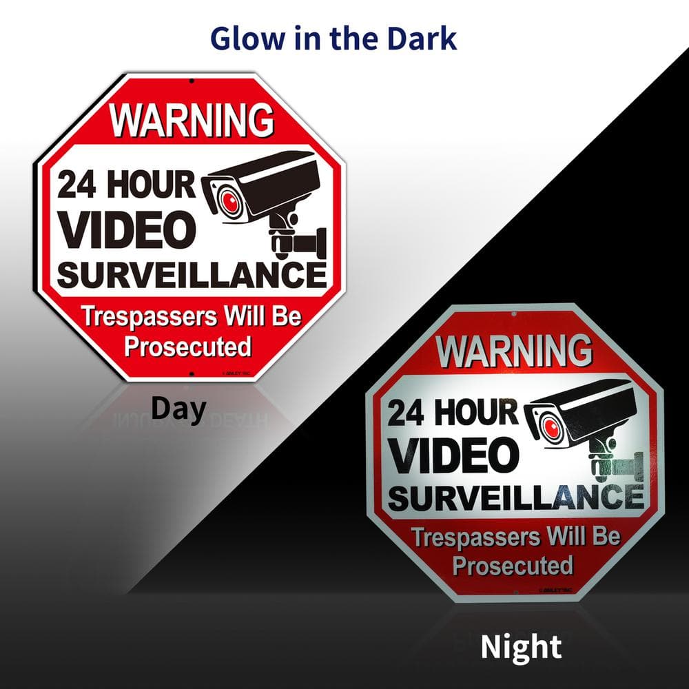 24 Hour Video Surveillance, Trespassers Will Be Prosecuted Aluminum Warning Sign