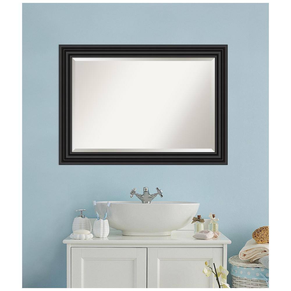 Large Rectangular Black Beveled Bathroom Vanity Mirror