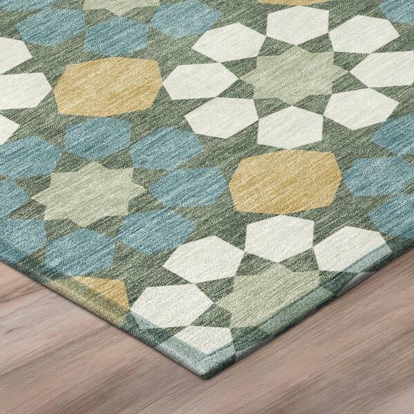 Chantille Machine Washable Indoor/Outdoor Abstract ACN2984 Basil 10 ft. x 14 ft. Area Rug