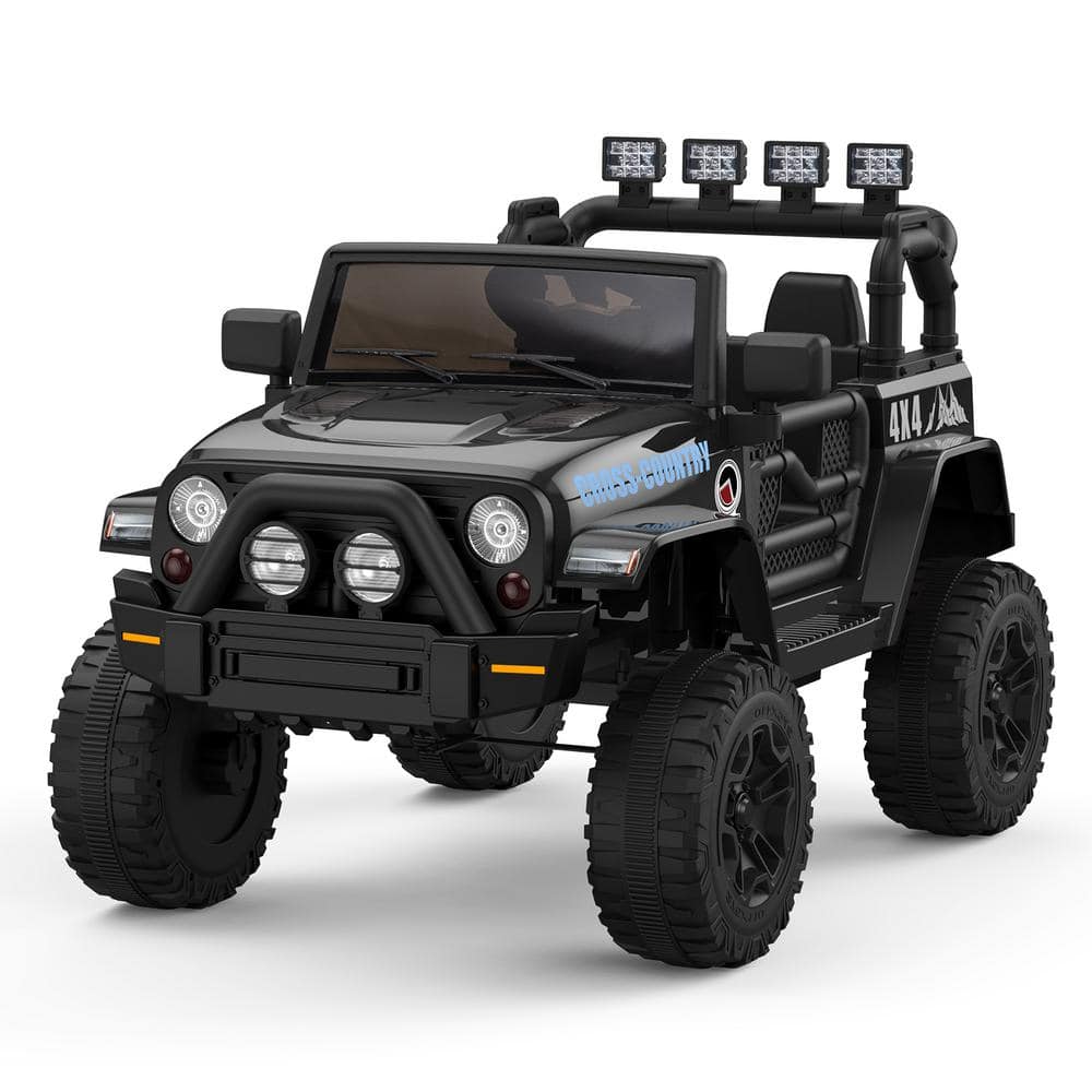10.2 in. 12V Powered Kids Ride on Truck Car with Remote Control, Music Player, LED Lights and Safe Brake, Black -  Garvee, HDTPTO_0YQHMV5P