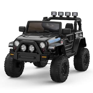 10.2 in. 12V Powered Kids Ride on Truck Car with Remote Control, Music Player, LED Lights and Safe Brake, Black