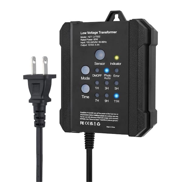 65W Outdoor Low Voltage Transformer with Timer and Photocell Sensor 120V AC Weatherproof for Landscape Lighting