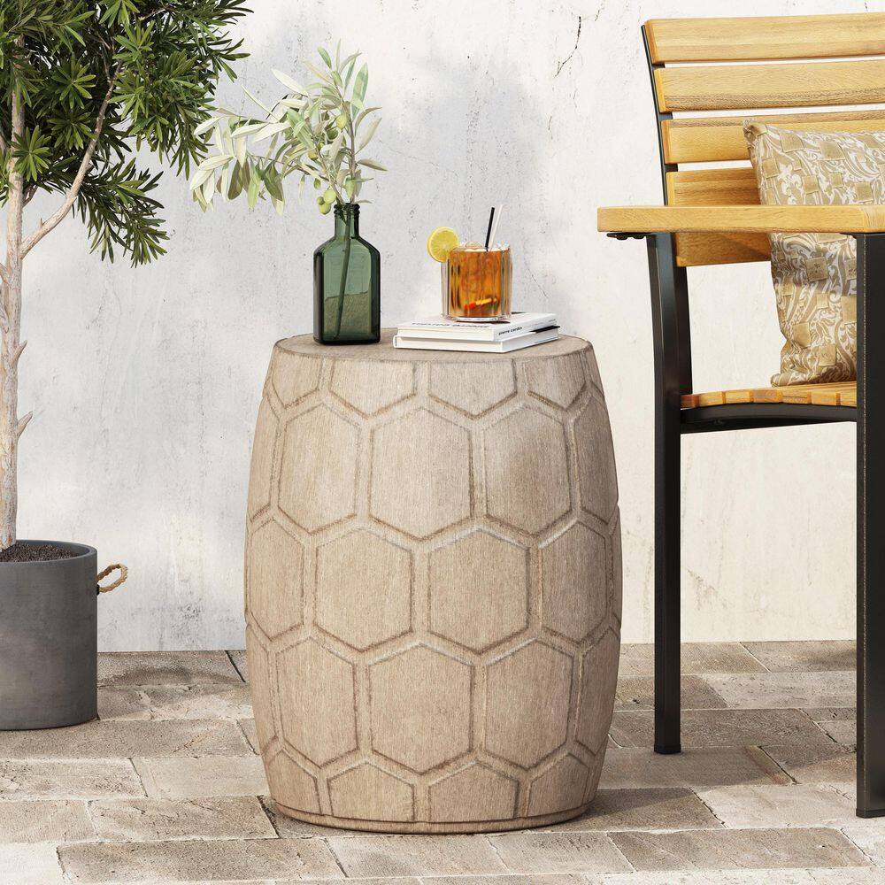 Gaudet Natural Wood Stone Outdoor Patio Side Table price history on PriceWatchPro