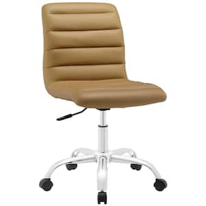 23.5 in. Width Standard Tan Faux Leather Task Chair with Swivel Seat