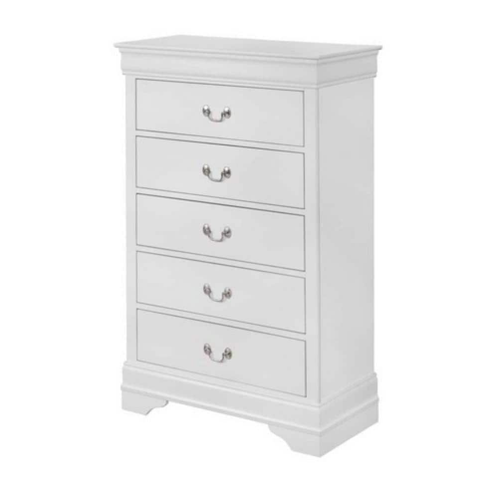 15.5 in. White 5-Drawer Wooden Chest of Drawers -  Benjara, BM215336