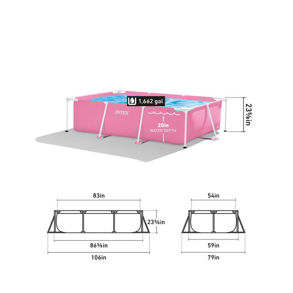 Intex Pink Rectangular Metal Frame Above Ground Pool