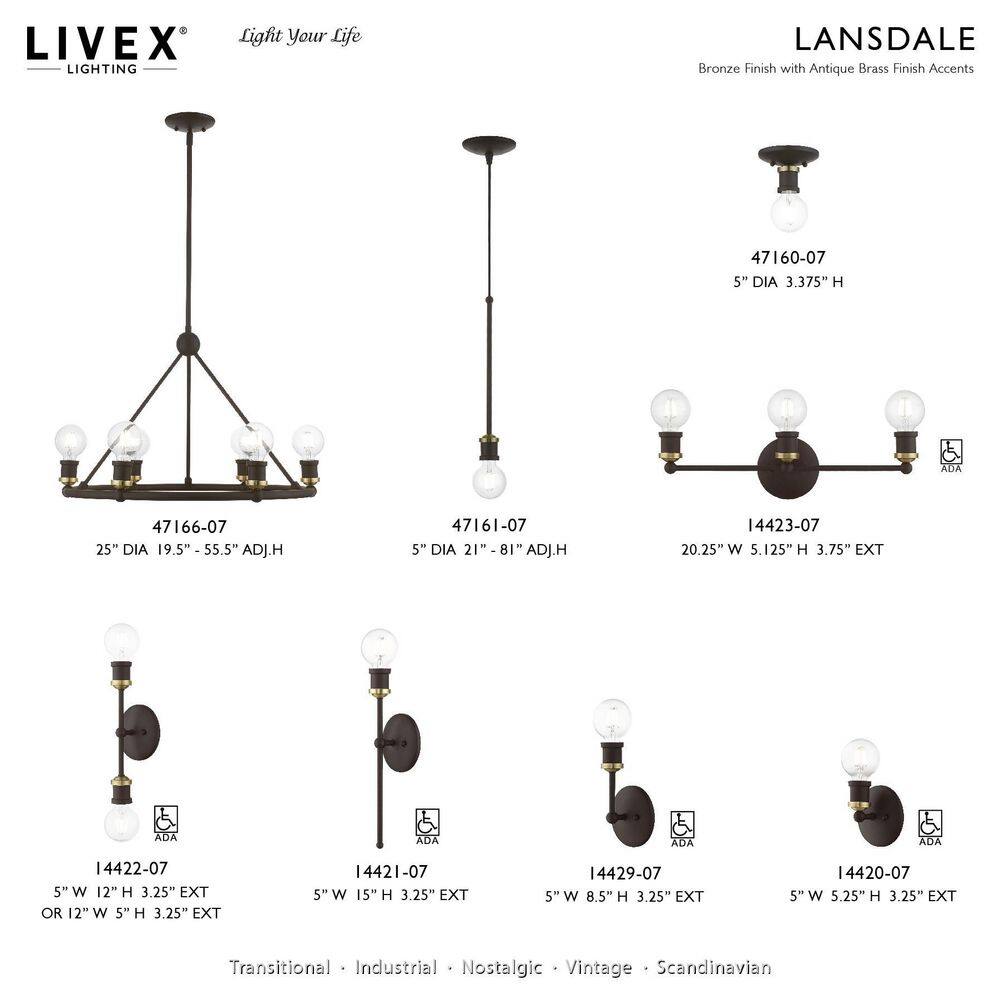 Mini Lansdale Bronze & Antique Brass 1-Light Indoor/Outdoor Pendant