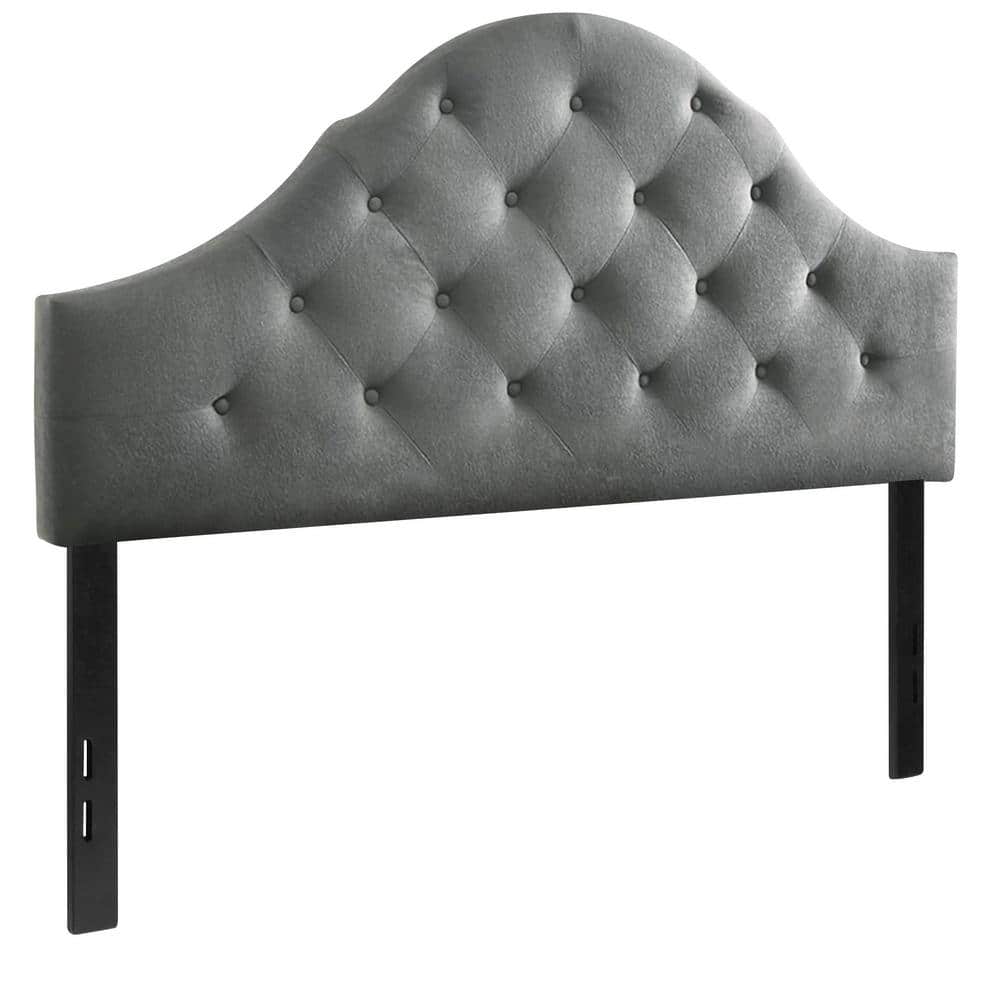 Belle Isle Furniture Winter Park Modern Metal Tufted Rubberwood Headboard  Queen  Gray