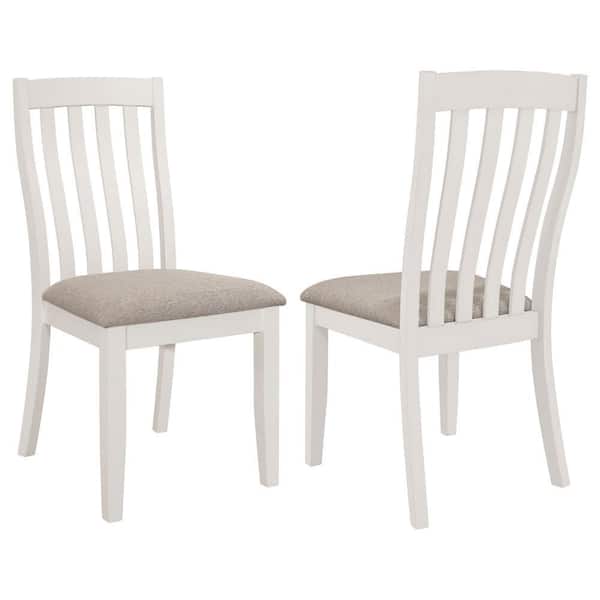Benjara White and Brown Fabric Side Chair with Premium Materials for Durability and Style (Set of 2)