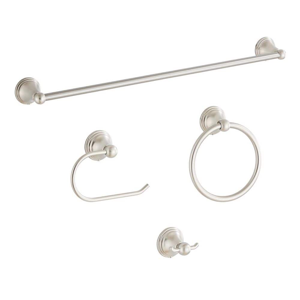 4-Piece Bathroom Hardware Set with Towel Bar, Towel Ring, Toilet Paper Holder, Hook in Brushed Nickel price history on PriceWatchPro