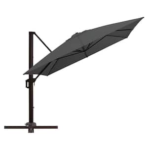 10 ft. x 13 ft. Aluminum Rectangle Patio Offset Umbrella Outdoor Cantilever Umbrella with Recycled Fabric in Dark Grey