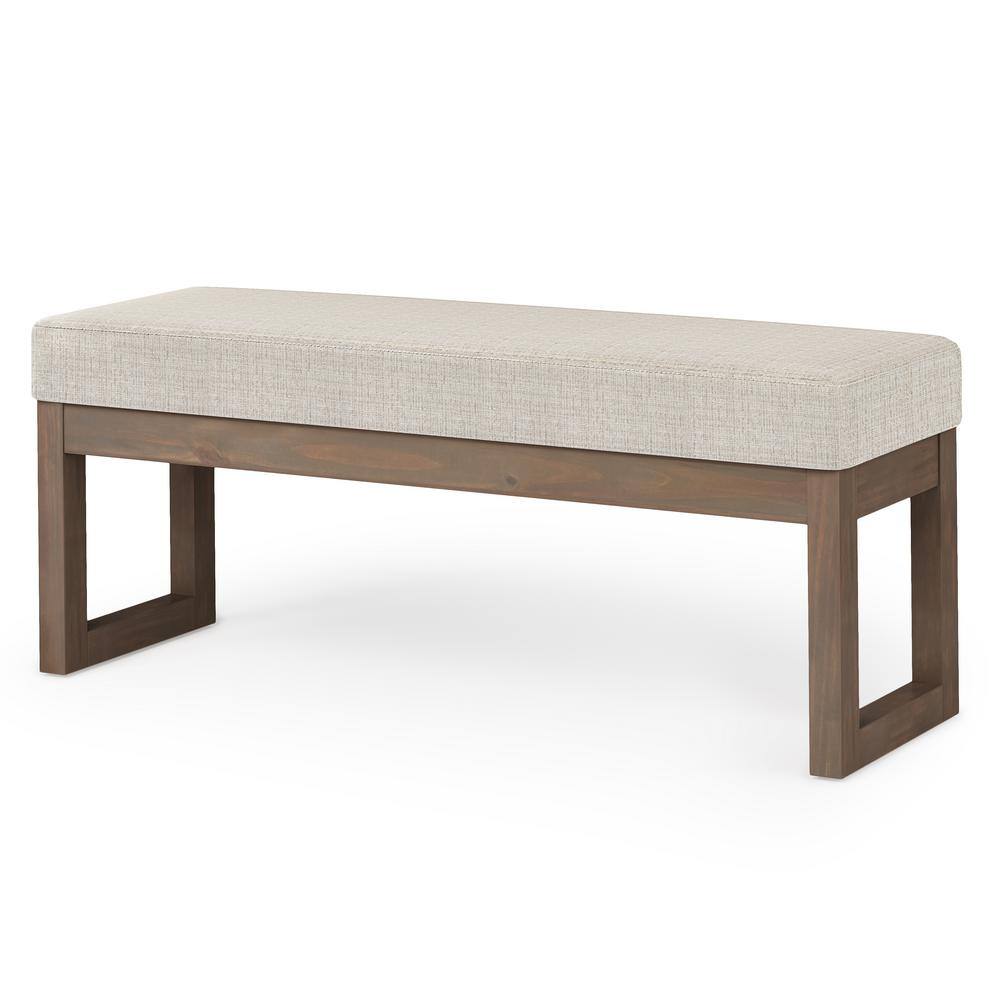 Platinum Tweed Fabric Large Footstool with Driftwood Base