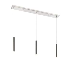 Forest 5-Watt 3-Light Integrated LED Brushed Nickel Shaded Chandelier with Pearl Black Steel Shade
