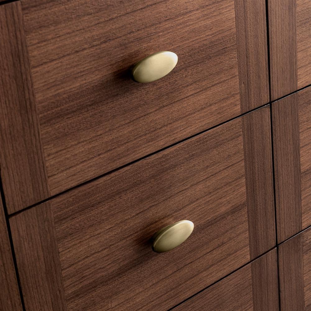 Amberly 60" Walnut Single Vanity Base with Brass Knobs